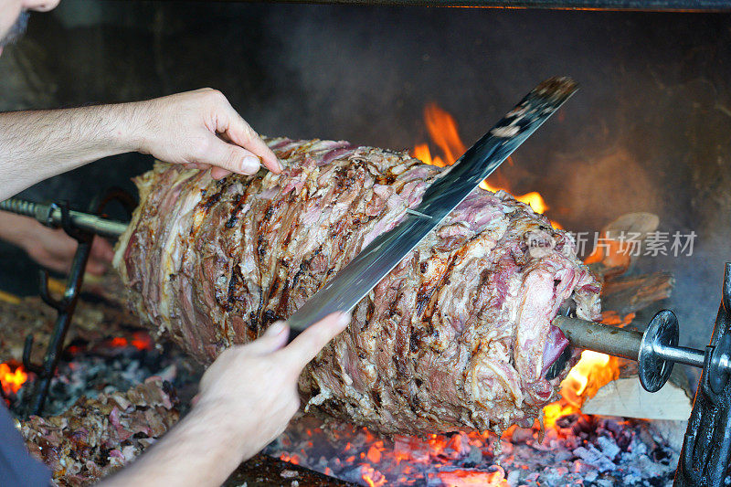 土耳其传统的羊肉串döner, erzurum